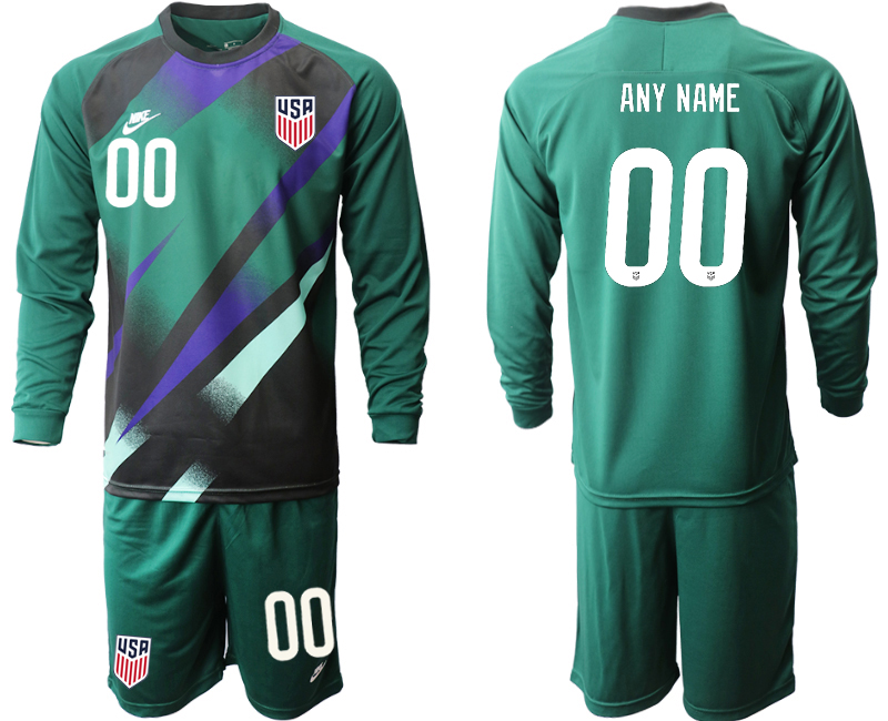 Men 2020-2021 Season National team United States goalkeeper Long sleeve green customized Soccer Jersey1->united states jersey->Soccer Country Jersey